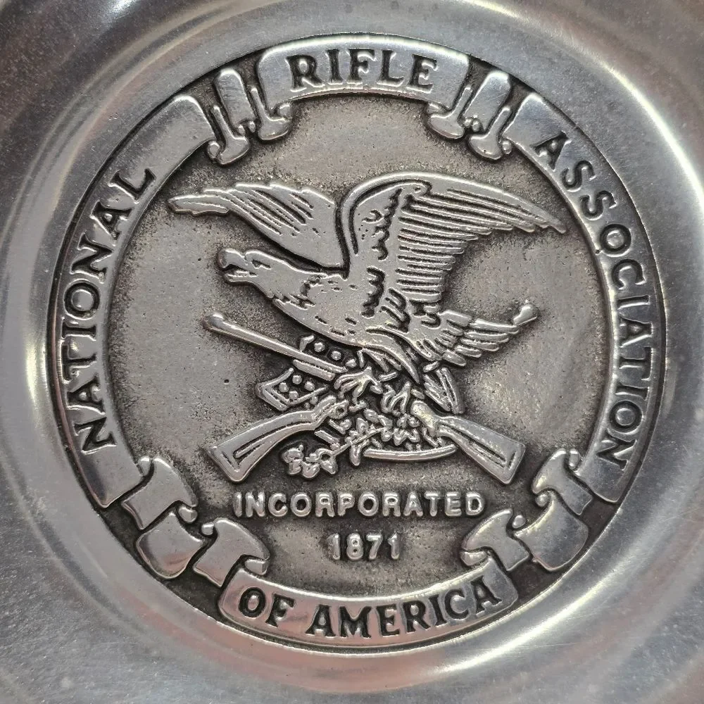 Vintage National Rifle Association of America Pewter Trinket Dish Plate Wilton